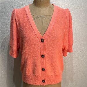 Madewell Coral Button-Up Cardigan